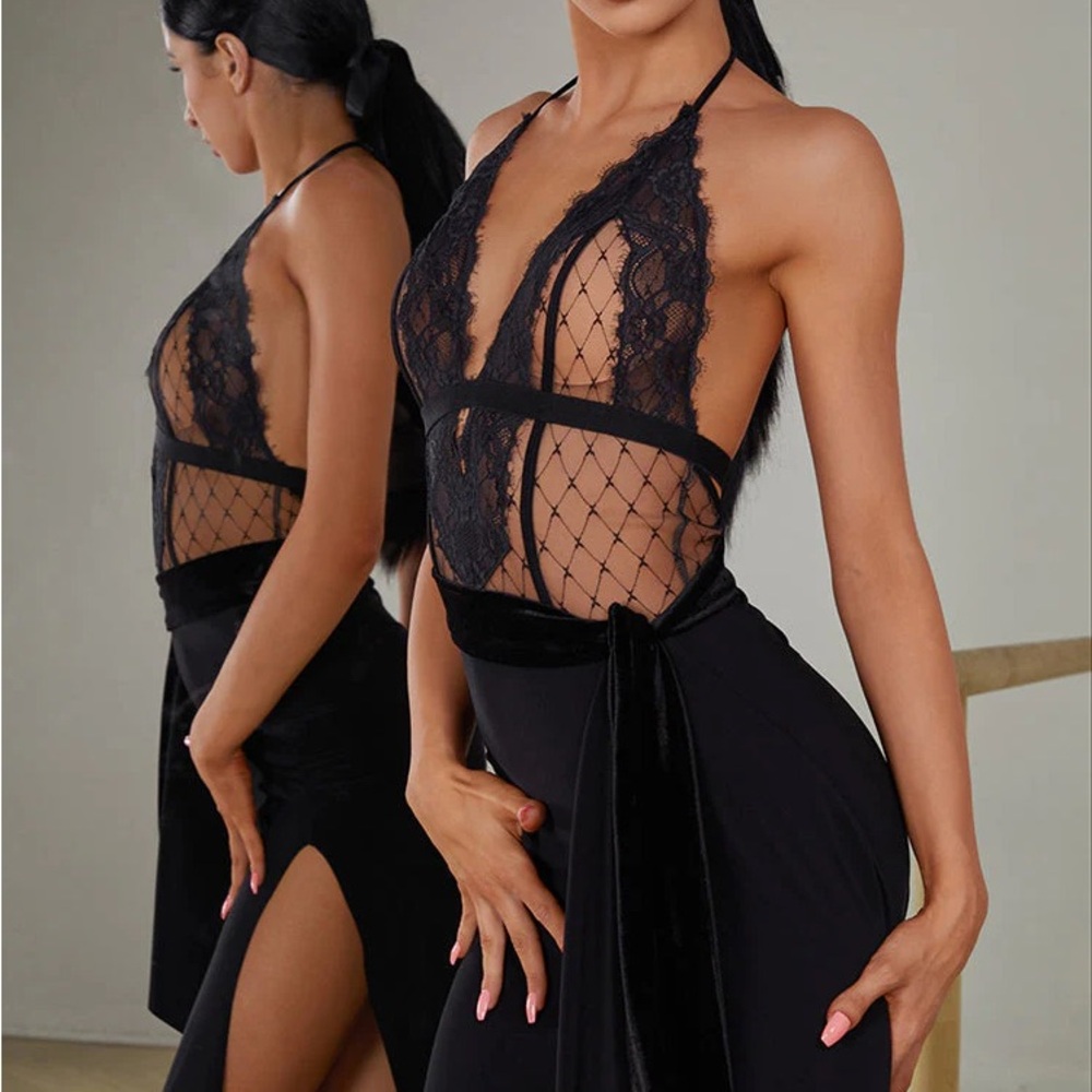 Zym Dance Style Black Lace bodysuit